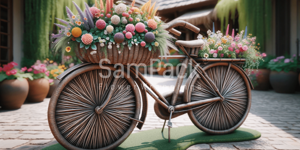 Плетеный велосипед кашпо - SamPack.Store