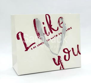 Пакет подарочный "I like you" белый 25*30*13cm Пакет подарочный