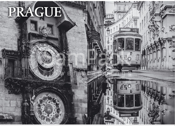 Бумага дизайнерская  2-х сторонняя "PRAGUE" 49*66см в упак.10шт Бумага дизайнерская 