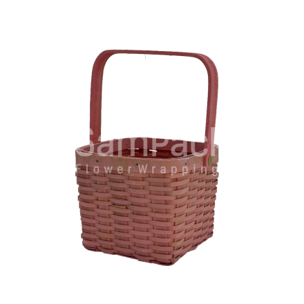 Корзина плет.(секвойя) квадрат 15*15*12 розов.арт 4882 Корзины секвойя