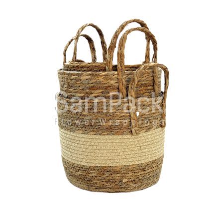 Набор плет.корзин (рогоз.)  натур.3шт. .арт.9716 Корзины из рогоза
