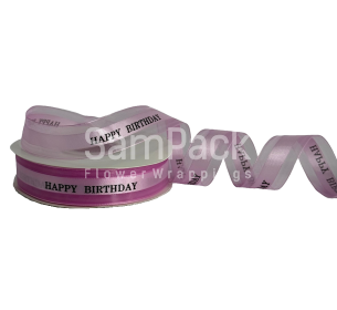 Лента атлас."Happy Birthday" орхидея 2,5*50y Sinowrap Лента атлас."Happy Birthday" 2,5*50y Sinowrap