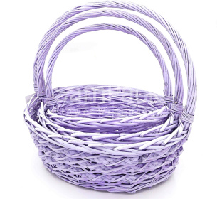 Набор корзин плет.ива овал светло-фиолетовый 3шт арт.0718 Корзины ива
