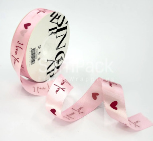 Лента атлас."I LOVE YOU" нежно-розовый №164  2,5*20y Лента атлас."I LOVE YOU" 2,5*20y 