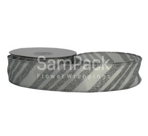 Лента каркас НГ серебро  4cm*10ярд.(40882-2) Новый год 