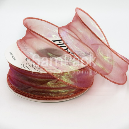 Лента мел. сетка перелив цвета "Симфония" красный 4cm*10y Лента мелкая сетка перелив цвета "Симфония" 4cm*10y