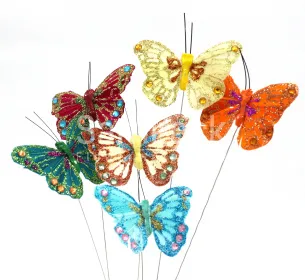 Бабочки на проволке 8см (24шт) Бабочки