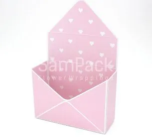 Коробка -  конверт сердца розовый (399/14) Конверты